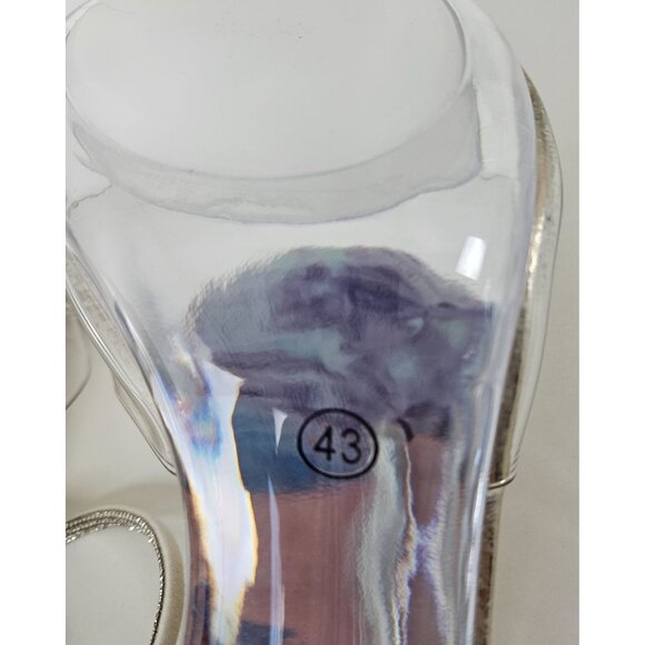 Womens 10.5 Clear High Heels Rhinestone Bow & Ankle Strap Sexy Wedding Party - Picture 12 of 15